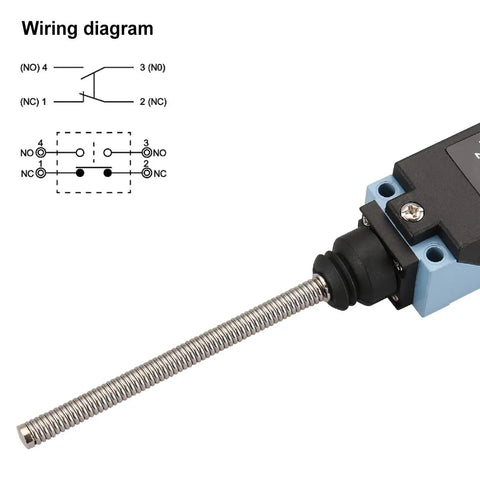 TZ-8167 BM-8167 Limit Switch with flexible spring arm and wiring diagram for industrial machinery and CNC equipment
