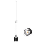 Dual Band 136-174 MHz And 400-470 MHz Mobile Radio Antenna, 16 Inch NMO Mount Omni Directional, shown in full length with base detail.