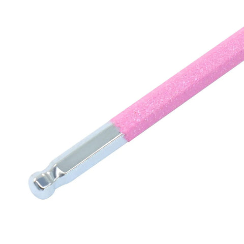Close-up of Four Pack 2mm Ball End Hex Key Wrenches L Shaped Long Arm Allen Keys Peachy Pink 100mm Length Hardened S2 Tool Steel