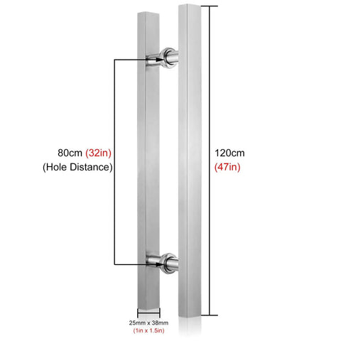 Sliding Barn Door Pull Handle With Installation Tools, Heavy Duty Stainless Steel Push Pull Bar For Wood And Glass Doors, Easy Two Hole Installation, Commercial Grade Door Hardware, 47 Inches Long, Rust Resistant