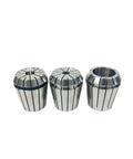 Heavy Duty ER Chuck Collet Set For Machine Lathe Milling Tool Holder High Precision Clamping Grip Compatible With CNC Router And Engraving Equipment Reliable Performance, three silver ER collets with vertical slits, 25mm bore size.