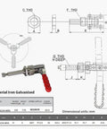 Professional Grade Beefy Horizontal Push Pull Clamp With Quick Toggle Lever For Welding Positioning Metal Work Holding Straight Up Highly Reliable Shop Tool dimensions and materials
