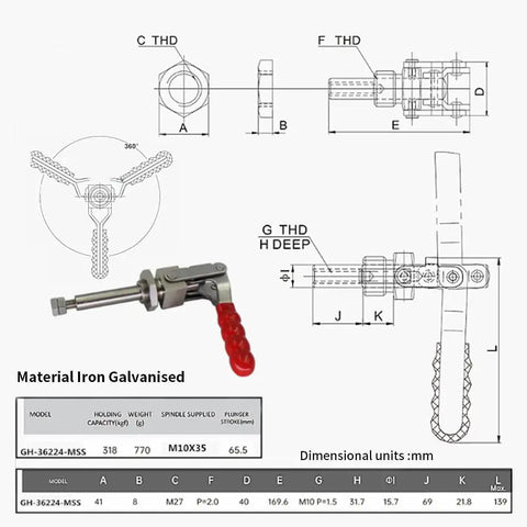 Professional Grade Beefy Horizontal Push Pull Clamp With Quick Toggle Lever For Welding Positioning Metal Work Holding Straight Up Highly Reliable Shop Tool dimensions and materials