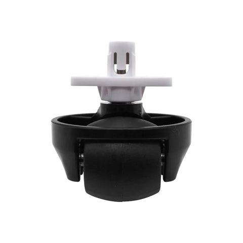 Front view of caster wheel replacement for Roborock robot vacuums; black wheel with white mounting hub