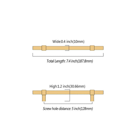 Diagram of 10 Pack 5 Inch Champagne Bronze Cabinet Pulls showing dimensions and design details, 128mm long, Model 4638.