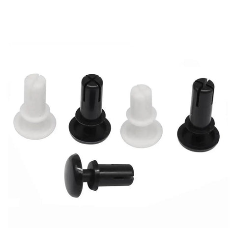 Heavy Duty Durable Nylon R Type Expansion Rivet Nut Buckle Clip Fastener in black and white; ideal for auto interior trim panels.