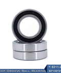 Deep Groove Ball Bearing 6211 2RS ABEC3 55x100x21 Mm For Electric Power Tools Built To Last Long Life Low Maintenance Heavy Duty Performance EMQ Quality RZ RS 6211 Bearing shown in stacked arrangement showcasing sealed design