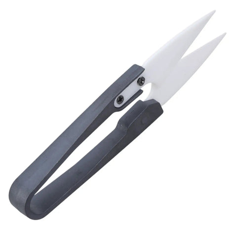 Ceramic Insulated Scissors Heavy Duty Wire Cutters Safe For Live Circuits Razor Sharp Lightweight Rustproof Snips with white blades and black grip.