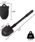 All In One Folding Survival Shovel With Pickaxe Military Grade Rugged Collapsible Spade dimensions 18.3 in long with carry case