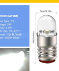 Badass E5 And E5.5 Led Bulbs 24V White Screw Base replacement showing dimensions and specifications for model train lighting.