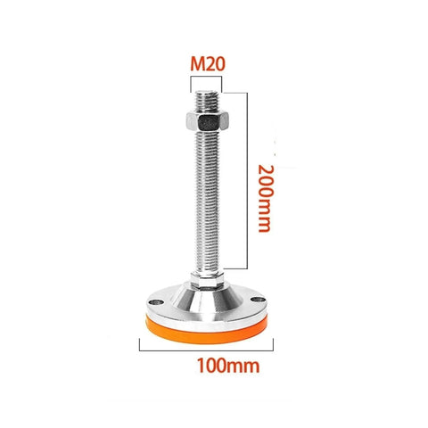 Heavy Duty Carbon Steel Adjustable Leveling Feet Six Pack For Home Office Garage And Industrial Use Gliding Levelers With Beefy Base Support Up To 1000 Pounds To Minimize Vibration On Uneven Floors Easy To Install And Adjust Height And Angle M20 200mm 100mm