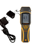 SurveyMaster Dual Function Moisture Meter with pin and non-invasive modes, displaying reading of 67, shown with protective cap and pins.