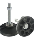 Two Pack M16 Adjustable Feet Levelers For Cabinets, Desks, Tables, Shelves, And Industrial Equipment, Heavy Duty Swivel Levelers, Easy Install, Height Adjustable, Stable Support For Home, Office, And Workshop black adjustable foot with threaded bolt and base