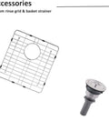 18x18 Inch Drop In Bar Sink For Small Kitchens And RVs, grid and basket strainer accessories, stainless steel finish.