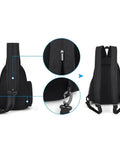 Camera Gear Backpack with Quick-Access Front Zippers, showing back view and close-up of zippers and straps, waterproof shockproof material.