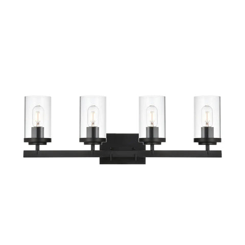 Modern 3 Light Vanity Lighting Fixture In Brushed Nickel With Clear Glass Shades Industrial Hallway Wall Sconce Over Mirror For Bathroom Kitchen Foyer Dressing Table And Hallway Decor, horizontal view