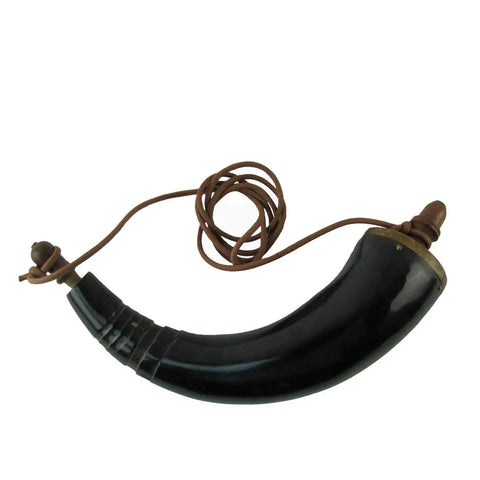 Powder Horn For Muzzleloader Reenactment Costume Accessory With Wooden Spout Buffalo Horn Style Old West Mountain Man Era