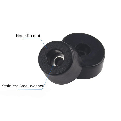 16 Complete Sets Anti Vibration Feet Kit With 20mm Rubber Pads For 2020 Aluminum Extrusion Includes 16 Rubber Feet, 16 T Nuts, 16 M4x12 Screws, And 1 Wrench For Rock Solid Stability On Heavy 3D Printers And CNC Machines. black anti-vibration feet with stainless steel washer