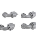 20 Pack Liquid Tight Connectors 3/4 Inch NPT 90 Degree PVC Conduit Fittings for flexible cable wiring in gray color.