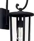 Outdoor Wall Sconce In Black With Clear Glass 21 Inch High By 8 Inch Wide One Light 100 Watt Medium Base E26 Socket
