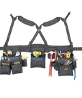 Framing Master Tool Belt With 28 Pockets Grey Built Beefy For The Jobsite Double Layer Ballistic Poly Fabric Adjustable Padded Suspenders