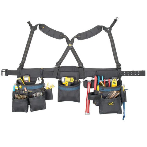 Framing Master Tool Belt With 28 Pockets Grey Built Beefy For The Jobsite Double Layer Ballistic Poly Fabric Adjustable Padded Suspenders