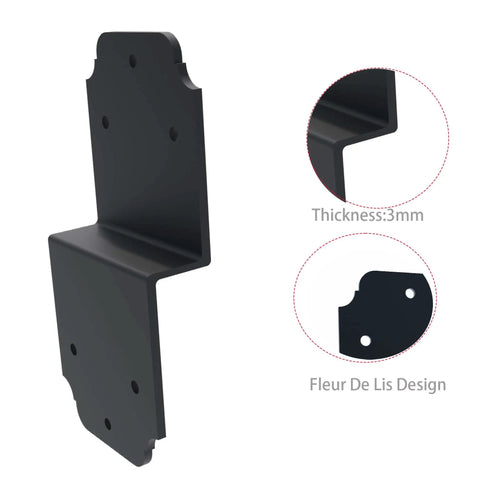Beefy Heavy Duty Pergola Brackets 4 Pack Black 6 Inch Steel Z Angle Joist Ties For Wood DIY Projects Large Post