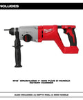 Top Shelf Brushless M18 Rotary Hammer With D Handle And Sds Plus Chuck, red and gray cordless design, ideal for concrete drilling.