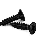 Close-up of black mounting screws from Canvas Twist Lock Fastener Kit 20 Sets With Turn Button Fasteners Eyelet And Stud Mounting Screws.