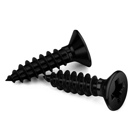 Close-up of black mounting screws from Canvas Twist Lock Fastener Kit 20 Sets With Turn Button Fasteners Eyelet And Stud Mounting Screws.