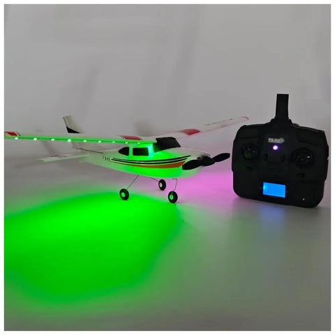 F949 RC Plane Ready To Fly 3CH 2.4GHz Remote Control Airplane For Beginners with LED lights and controller visible