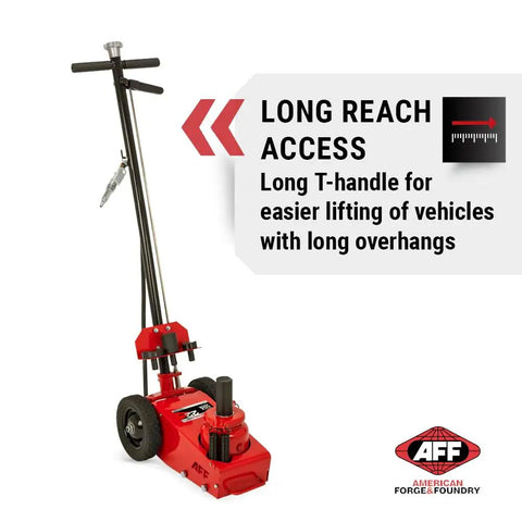 Knockout 22 Ton Air Hydraulic Axle Jack Delivering Boss Level Shop Power With Lightning Fast Motor And 43 Inch Locking Lever And Eight Inch Pro Grade Wheels