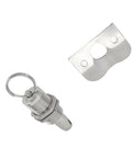 58.5mm stainless steel latch lock fastener with threaded barrel and mounting plate; two-piece marine grade, mirror polished