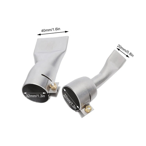 Top Tier 2 Pack Flat Welding Nozzle Tips For Hot Air Gun Stainless Steel, 20mm and 40mm sizes for plastic welding.