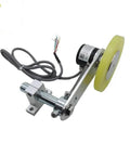 Precision Textile Length Measuring Sensor And Wheel Meter Counter With 300 Millimeter Perimeter, rotary encoder, yellow wheel, mounting bracket.