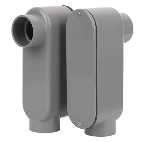 2 Pack 1-1/2 Inch Rigid PVC Conduit Body Type LB Slip X Slip With Cover And Gasket Gray Built Tough For 90 Degree Turns Durable