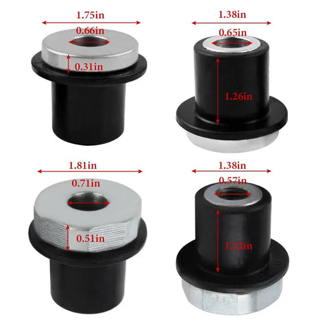 Dodge Ram 1500 Steering Rack And Pinion Mount Bushing Set 4 Pack Direct Fit Replacement For 2002 To 2012 sizes shown
