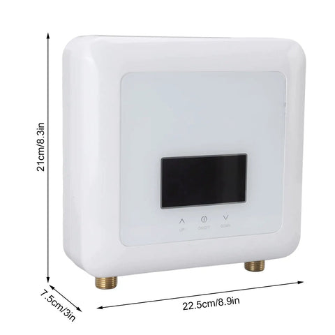 Zero Chill Instant Heat Mini Tankless Water Heater With A Sharp Digital Panel And Handy Remote That Pushes Hard 5500 Watts for sinks.