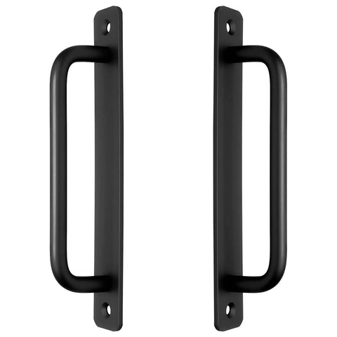 2 Pack Aluminum Sliding Barn Door Handles 7.1 Inch Long 160mm Center To Center Hole Spacing Black Closet Kitchen Cabinet Bathroom Pulls With Plate And Screws