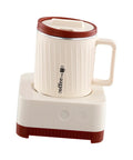 Electric Coffee Warmer And Dual Cooling Mug goes hard keeping your drinks hot or cold, milky white and red design.
