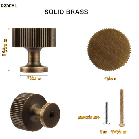 Antique Brass Cabinet Knob And Drawer Pulls Set solid brass with measurements and screw options, vintage hardware