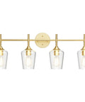 Dope Four Lights Gold Vanity Light Fixture Vintage Gold Wall Lighting with Clear Glass Over Mirror for Bathroom E26 Socket Compatible