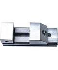 Heavy Duty Cnc Vise Built Different For Locking Round Or Square Stocks Smooth As Butter While Serving Premium Clamping Slots And Swap Out Jaws For Quick TIG Welding And No Sweat Machinist Performance, showing a top view of precision jaws.