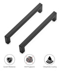 30 Pack Square Cabinet Handles In Matte Black Stainless Steel For Kitchen Drawers, 6 1/4 Inch Center To Center Cabinet Hardware