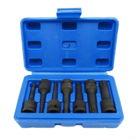 Essential 7-Piece Star Bit Socket Set With 3/8 Drive Includes T20 Through T60 For Tough Auto Repair Jobs And Home Mechanics Looking To Rock A Reliable Tools Kit, blue case