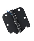 Close-up view of a matte black door hinge showing ball bearing design, part of 30 Pack Matte Black Door Hinges Ball Bearing Heavy Duty Squeak Free Smooth Operator Hardware Built Tough For Zero Hassle Room Setup And Everyday Residential Use.