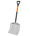 Built Tough Pitch Fork With 10 Tines And Non Slip Handle For Mulching And Garden Cleanup 45 Inch Curved Head Garden Fork
