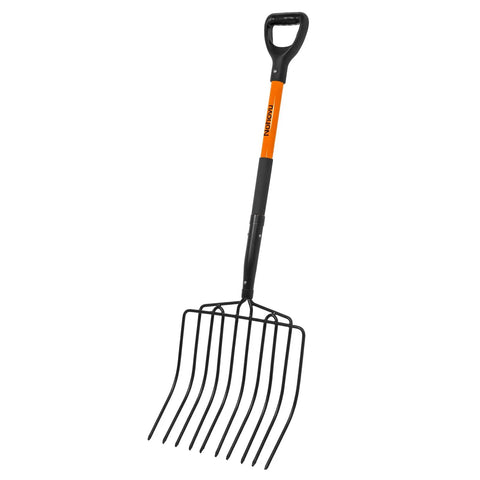 Built Tough Pitch Fork With 10 Tines And Non Slip Handle For Mulching And Garden Cleanup 45 Inch Curved Head Garden Fork