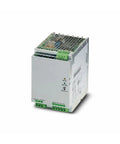 DIN Rail Power Supply 24V DC 20A 480W Heavy Duty Industrial Grade, 100-240VAC Input, angled view of unit with connection terminals