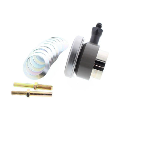 Slick Chevy And Gmc Hydraulic Throwout Bearing Hose Kit With Heavy Duty Clutch Release Bearing Assembly components, including sleeves and bolts.